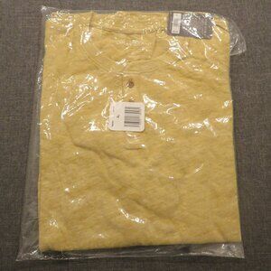 LUCKY BRAND Yellow Linen Blend 3 Button Notch Tee.  XL.  NEW.